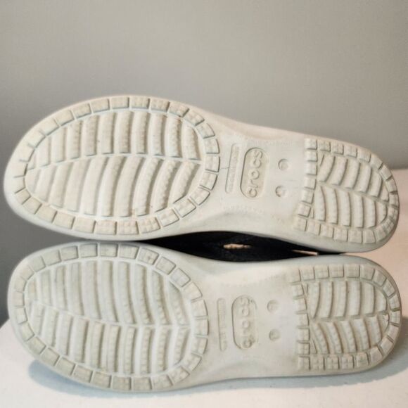 CROCS Santa Cruz Distressed Edge Black Canvas Slip-on Loafer Shoes Men's Size 7 - Picture 10 of 12